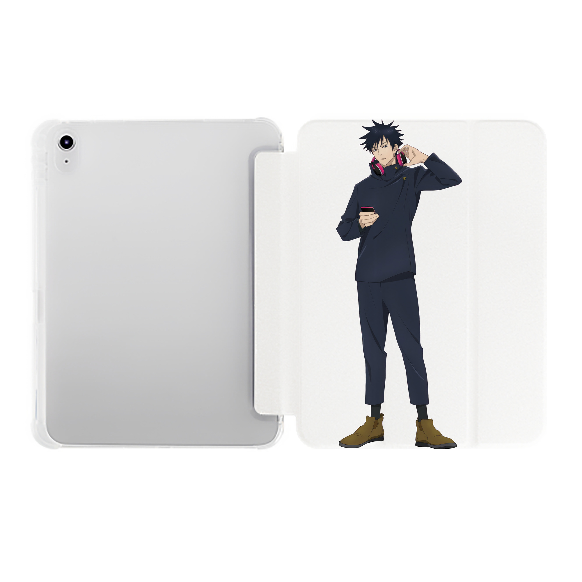 （画像用） 呪術廻戦 Jujutsu Kaisen IPad ケース ペン収納付き 三つ折りスタンド PUレザー×シリコン 対応機種9.5/10.5/10.9インチ
